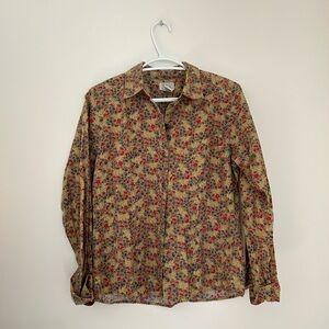 L.L. Bean Floral Button Down Shirt - Yellow and Red